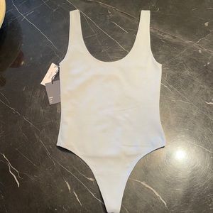 Light blue scoop neck bodysuit